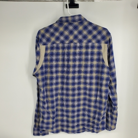 Under Armour Shirt Men's Large Flannel Tradesman Flex Blue Plaid Vented - Picture 5 of 6